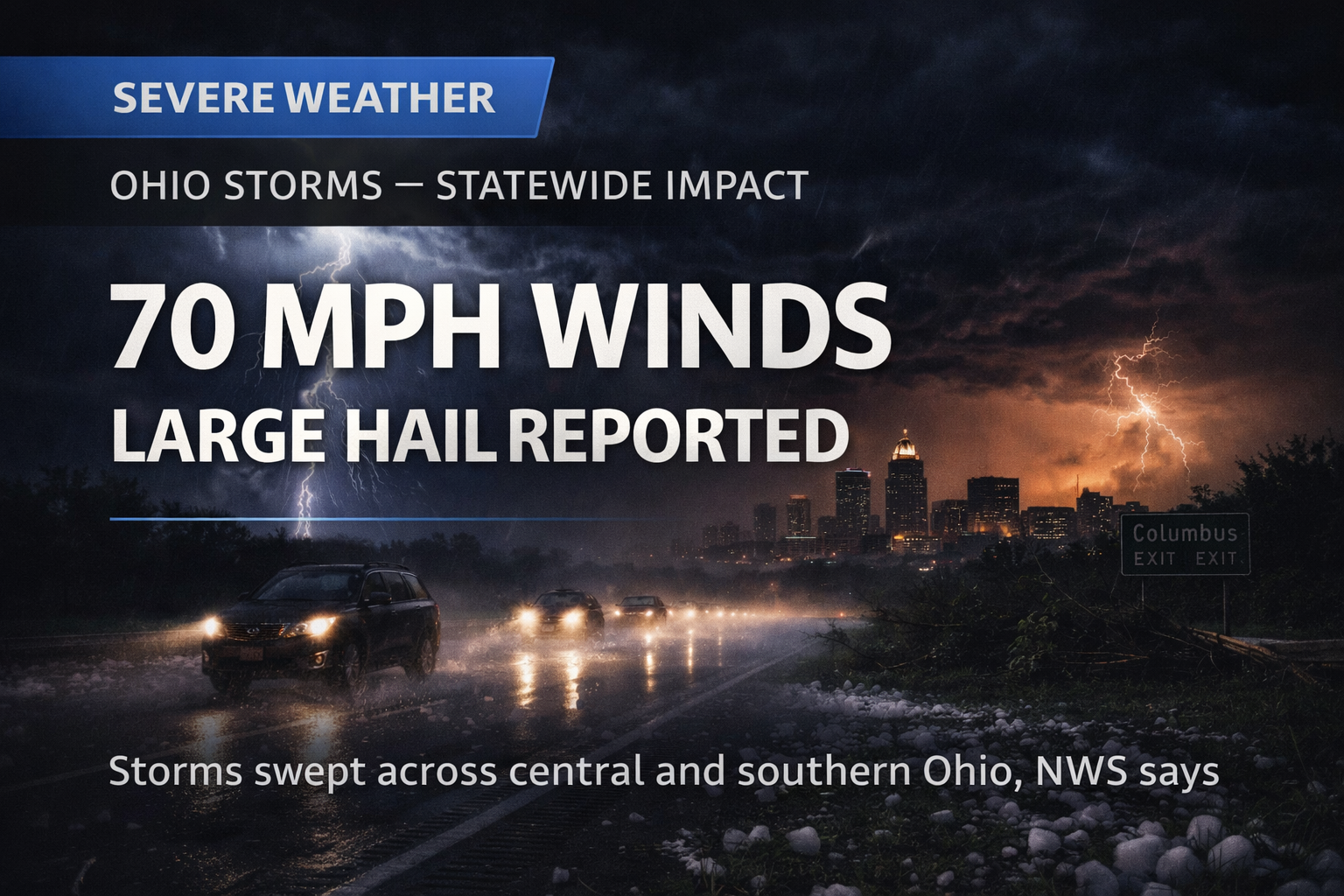 Severe storms bring 70 mph winds, large hail across Ohio