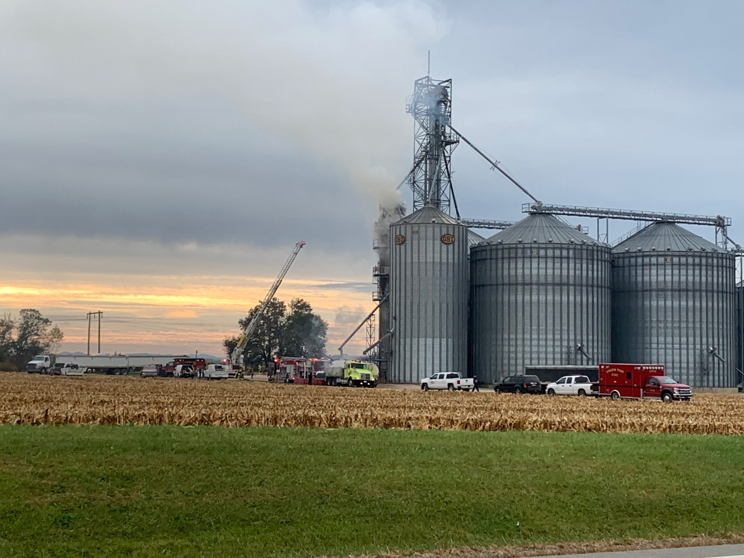 Firefighters battle a grain silo fire in Ross Co. Scioto Valley Guardian