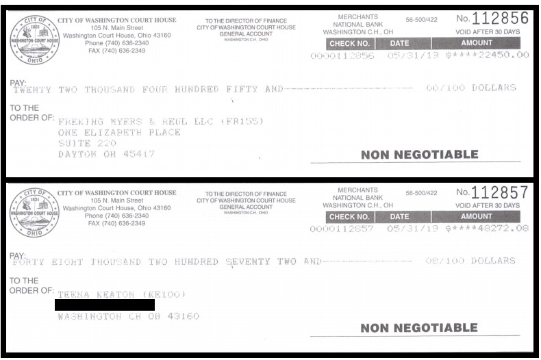 Above are copies of the checks that were made out to Keaton and her lawyers, totaling more than $70,000 in tax dollars.